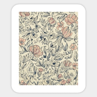 Floral Pattern Hand Drawn Sketch: Hand-Sketched Bloom Magic Sticker